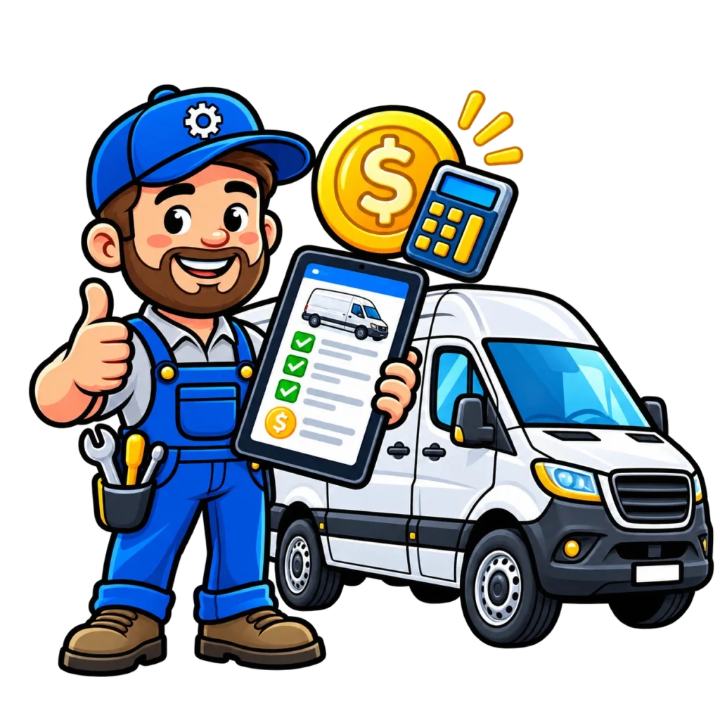 Commercial van repair estimate with digital vehicle inspection