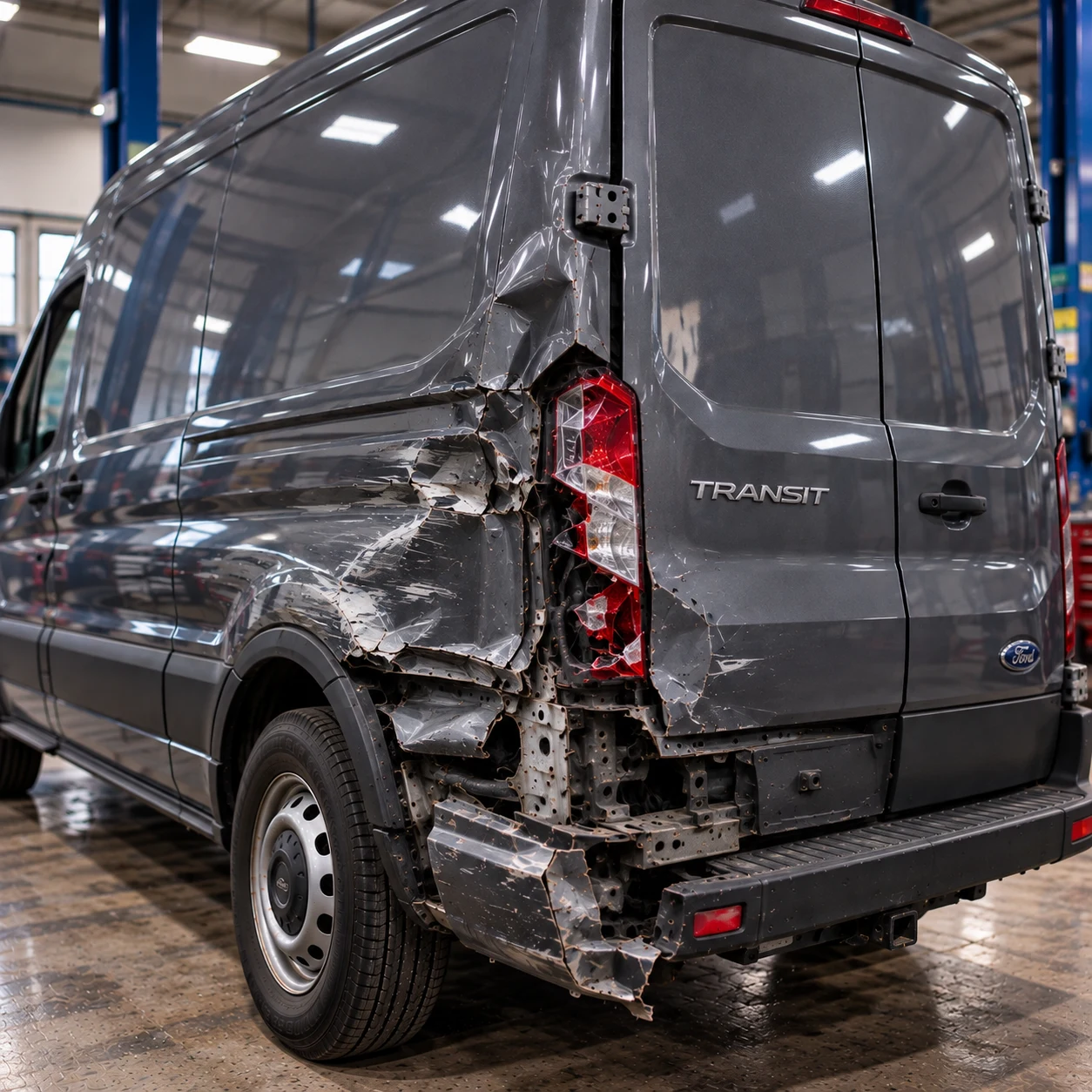 Ford Transit Rear Collision Damage