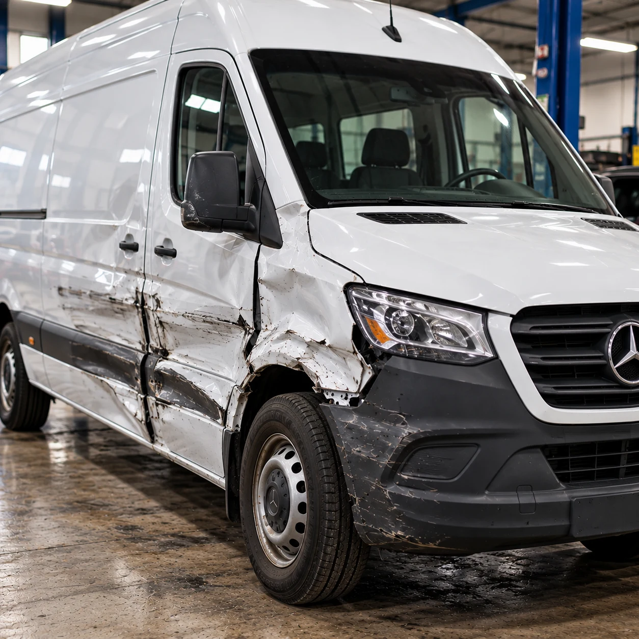 Mercedes Sprinter Collision Damage Before Repair